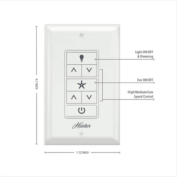 Hunter Universal FanLight Wall Control (Receiver Not Included) Bed