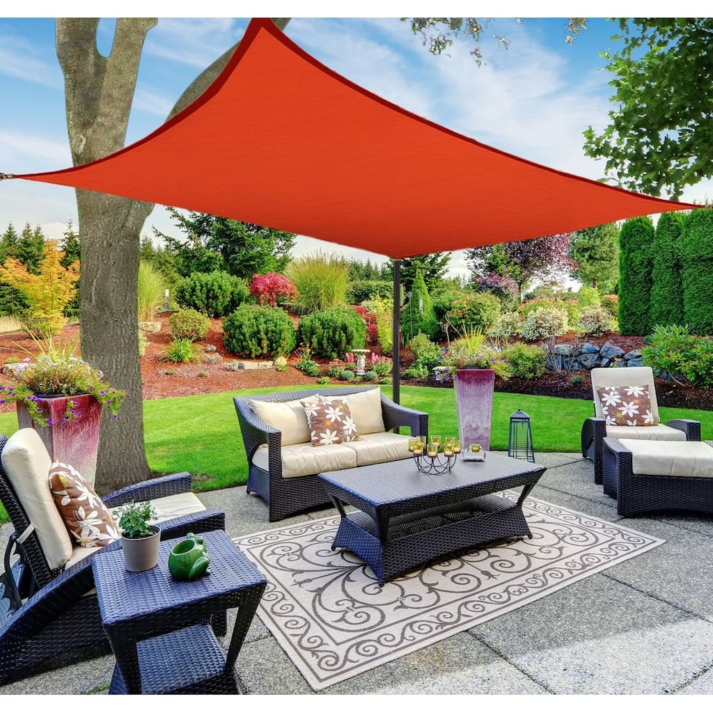 Boen Rectangle Sun Shade Sail Canopy Awning UV Block for Outdoor Patio Garden and Backyard - Red - 12'x16'