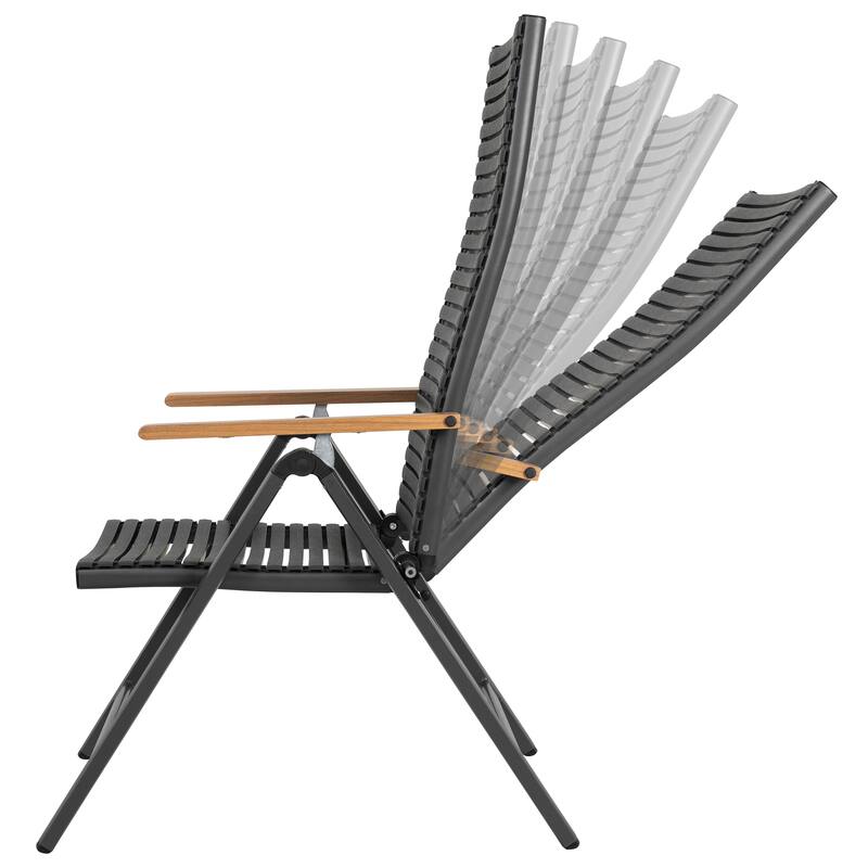 2-Piece Patio Folding Chairs with Aluminum Frame, Adjustable Backrest