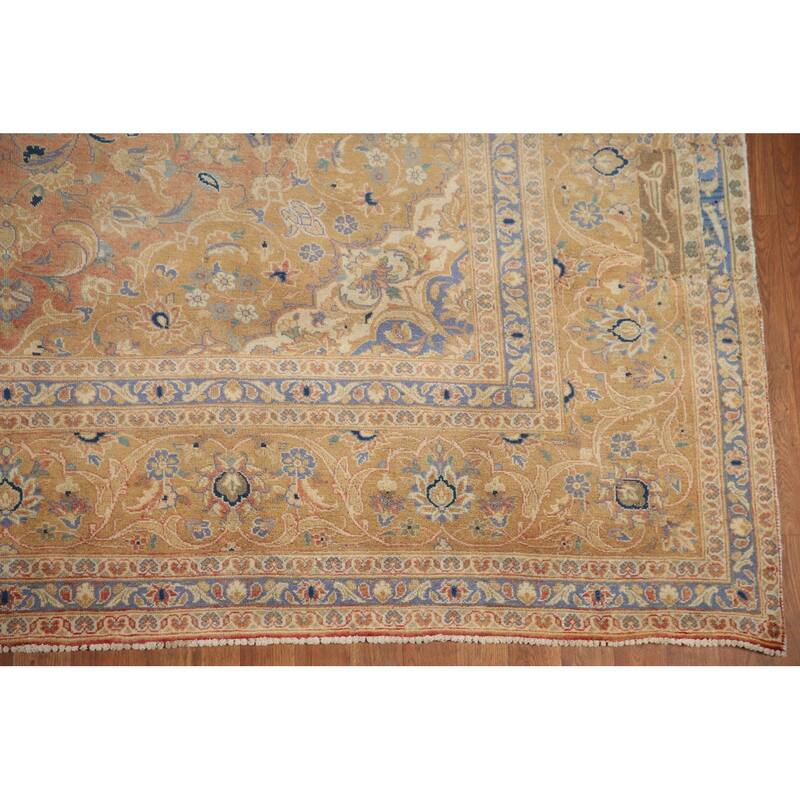 Hand Knotted Oriental 100% Wool Carpet Traditional Floral Oranges & Rust Mashad Area Rug - 11' 8'' X 7' 11''