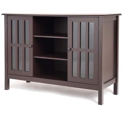 Brown Wood 43-inch TV Stand Storage Cabinet Console Table - 43" x 16" x 30" (L x W x H)