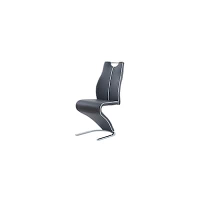 Gothic Dining Chair - Faux Leather Seat, Horseshoe Base, Dark Grey & White Finish - 40