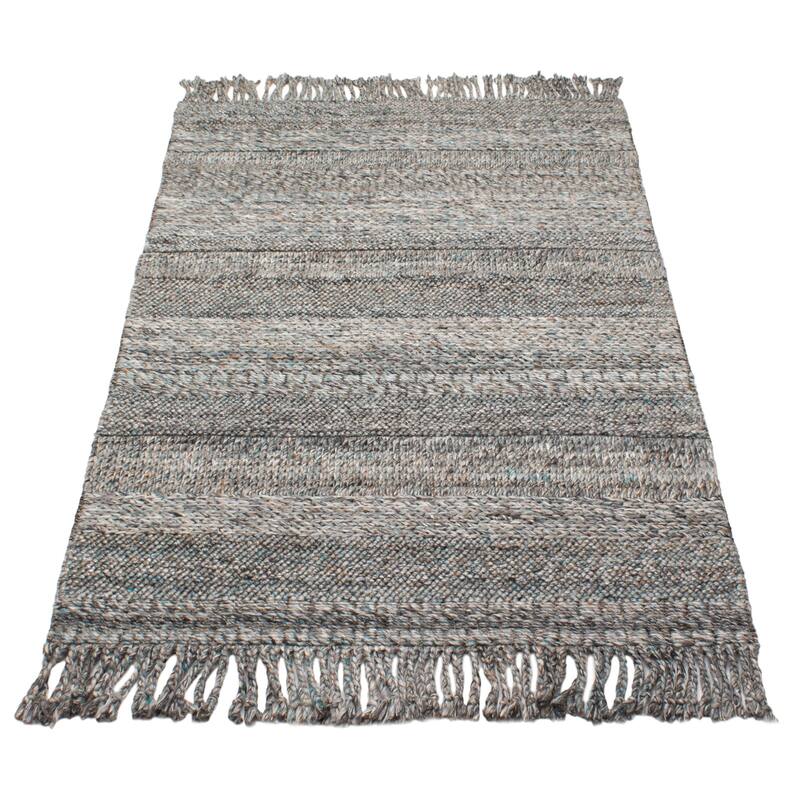 ECARPETGALLERY Braid weave Sienna Dark Grey Wool Rug - 5'1 x 8'1