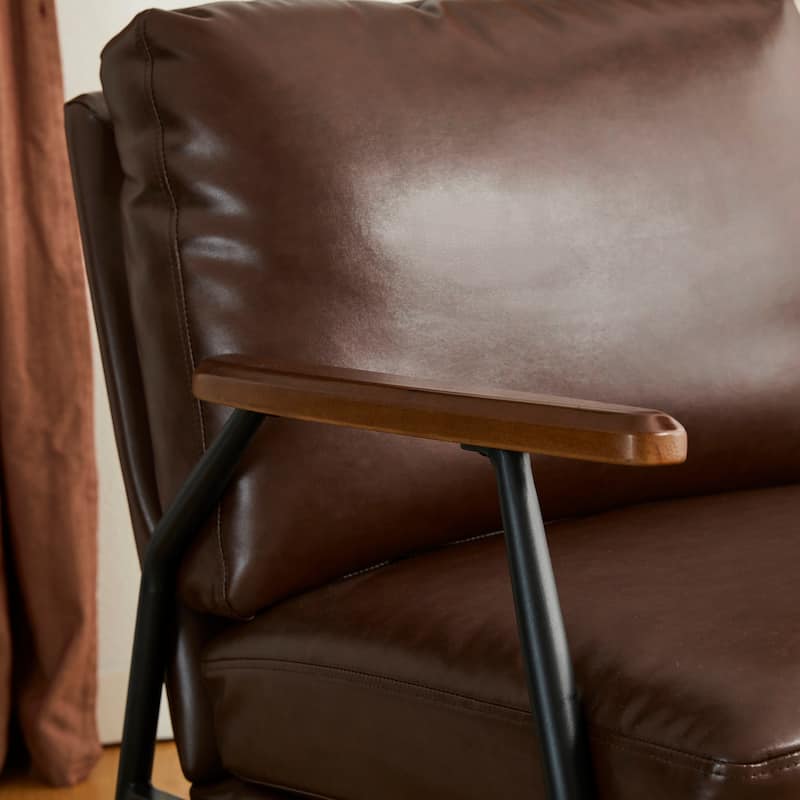Glitzhome Leatherette Accent Armchair With Metal Frame