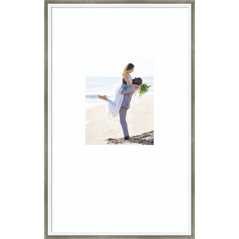 Lucie Black Framed Picture Frame, Photo Frame - 16x26 Matted White 8x10 - Lucie Silver White