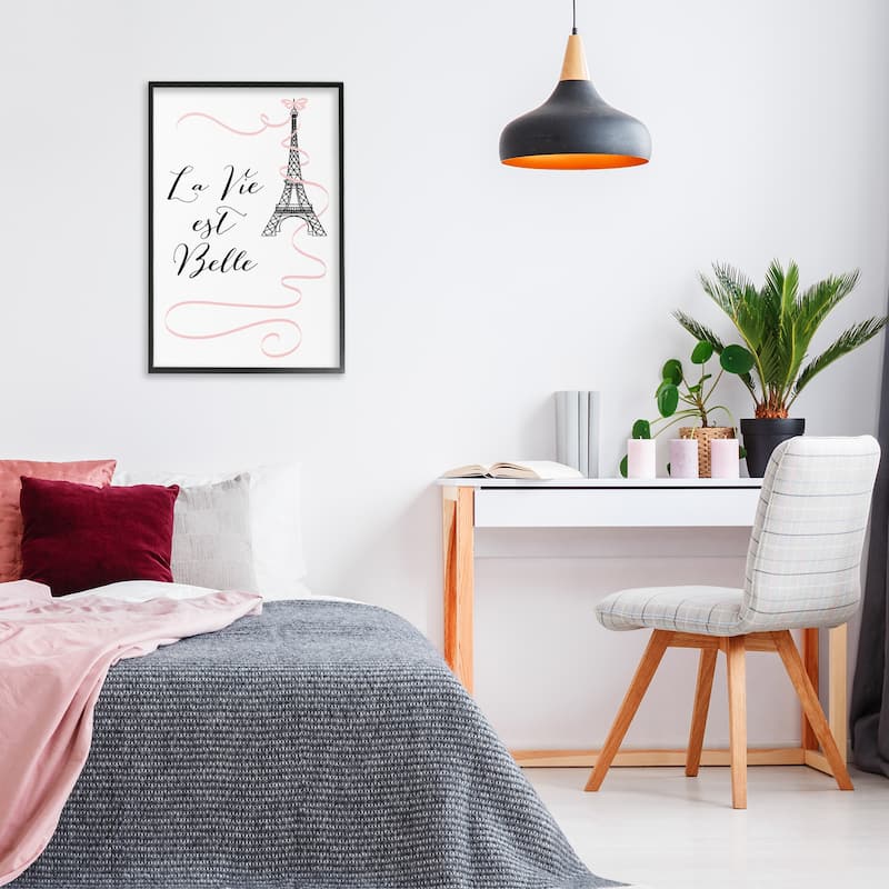 Stupell Life Is Beautiful French Phrase Framed Giclee Art Design By Martina Pavlova