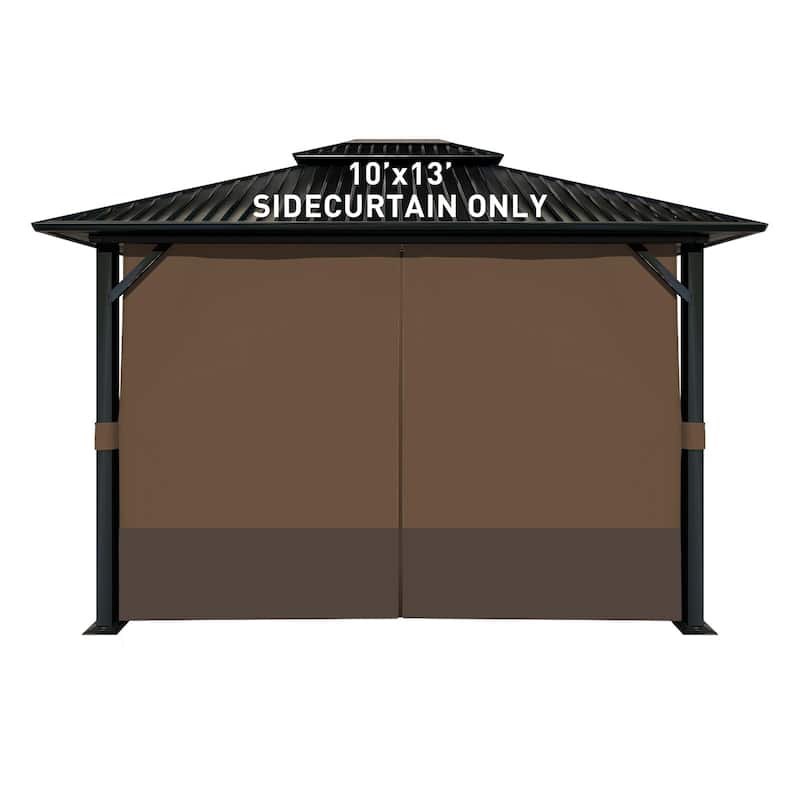 Aoodor Gazebo Curtain Replacement - Universal 4-Panel Sidewalls 10' x 13', Curtain Only - 10'x13' - Brown and Coffee