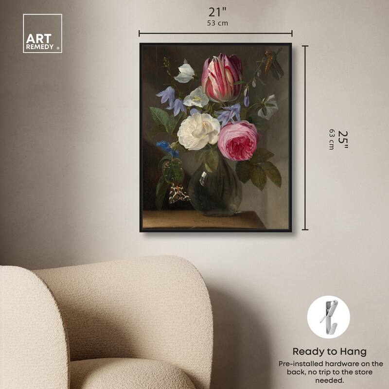 Roses and a Tulip Canvas by Art Remedy