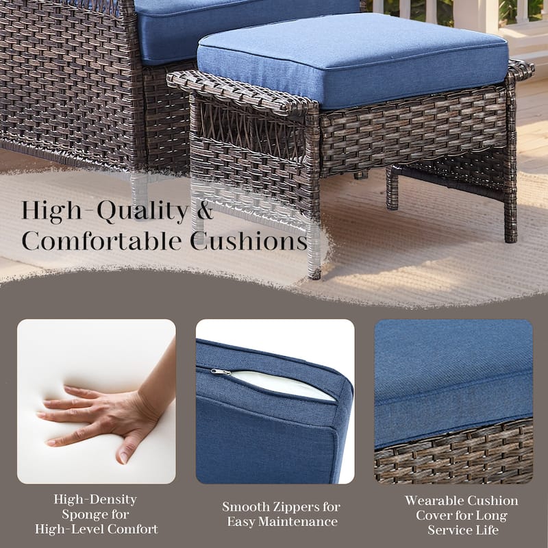 Outdoor Patio Sofa, Glider Chair and Table Ottoman
