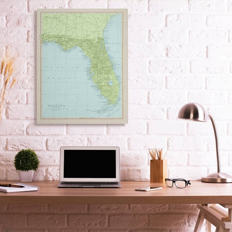 Stupell Map Of Florida Classical State Border Canvas Wall Art