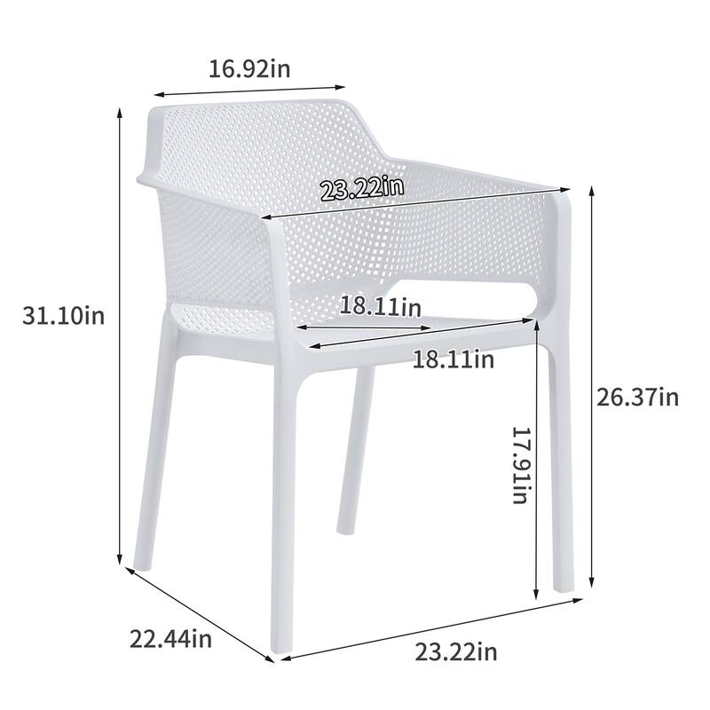 3 Piece Plastic Arm Chair Bistro with two Chairs and a Table