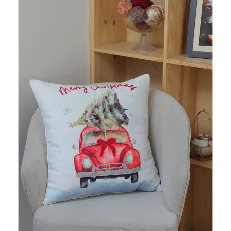 Vibhsa Alpine Holiday Merry Christmas Ride Holiday Pillow, 20" x 20"