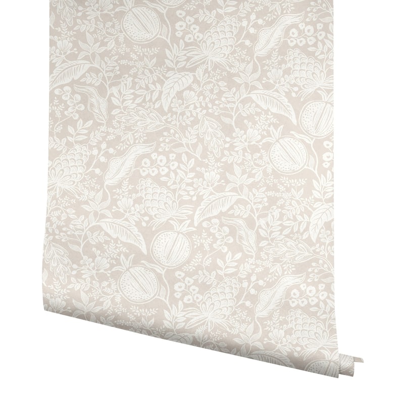 Rifle Paper Co. Pomegranate Beige and White Peel and Stick Wallpaper