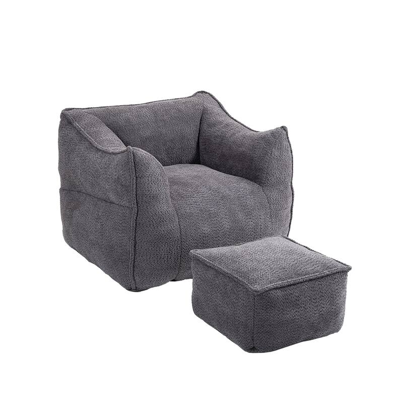 GDFStudio - COOLMORE Boucle Bean Bag Chair with Memory Foam Filling for Ultimate Comfort