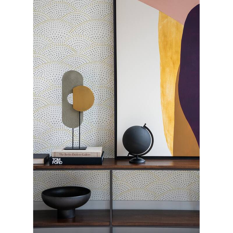 A-Street Prints Bennett Grey Dotted Scallop Wallpaper