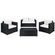 preview thumbnail 48 of 52, SAFAVIEH Outdoor Patio Furniture Machie 4-Piece Conversation Set Black/Beige