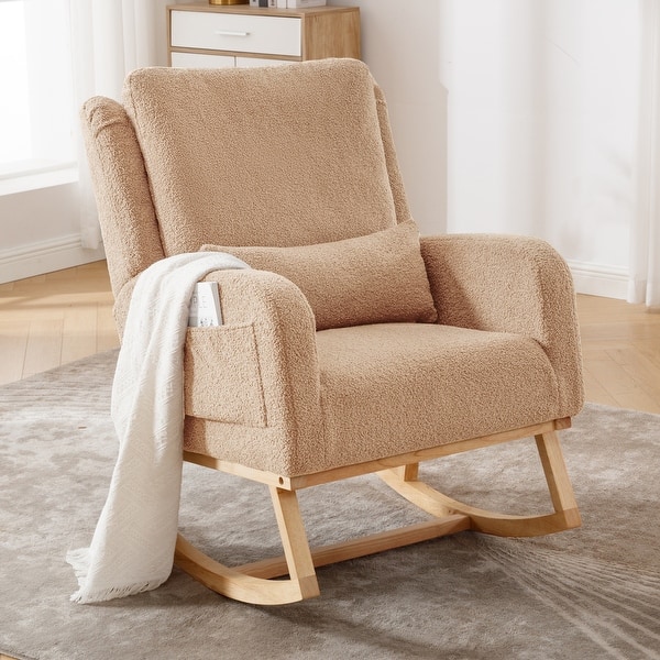 slide 2 of 12, HOMYKA 27.5" Wide Rocking Chair for Nursery Khaki-TD