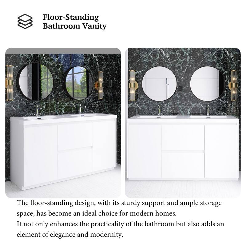 Floating Bathroom Vanity with Integrated Resin Top