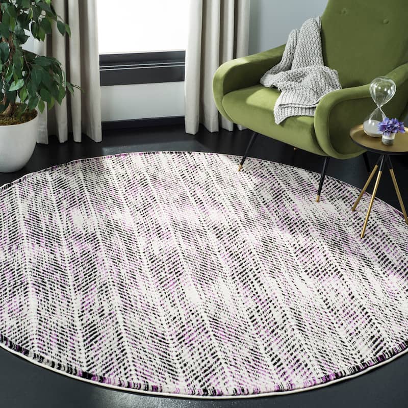 SAFAVIEH Skyler Hedwig Modern Rug - 6'7" Round - Grey/Purple