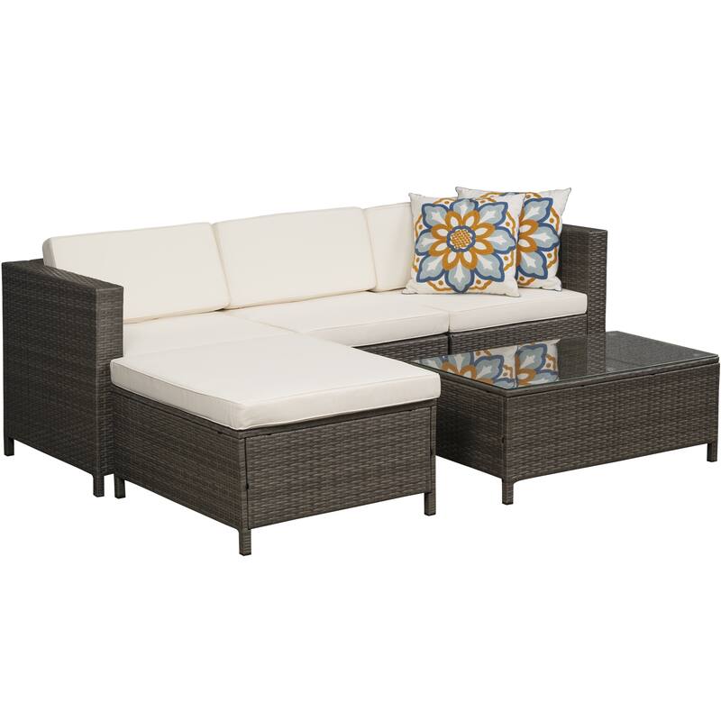 Royalcraft 5 Pieces Wicker Outdoor Sectional Sofa Sets