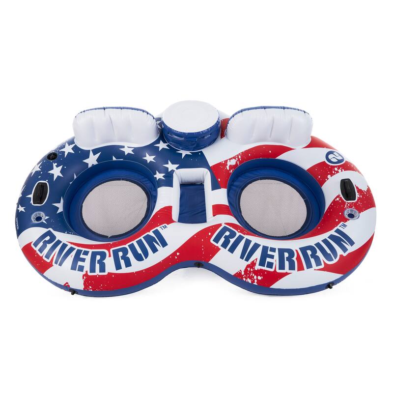Intex 56855VM Inflatable American Flag 2 Person Pool Float with Cooler (2 Pack) - 7