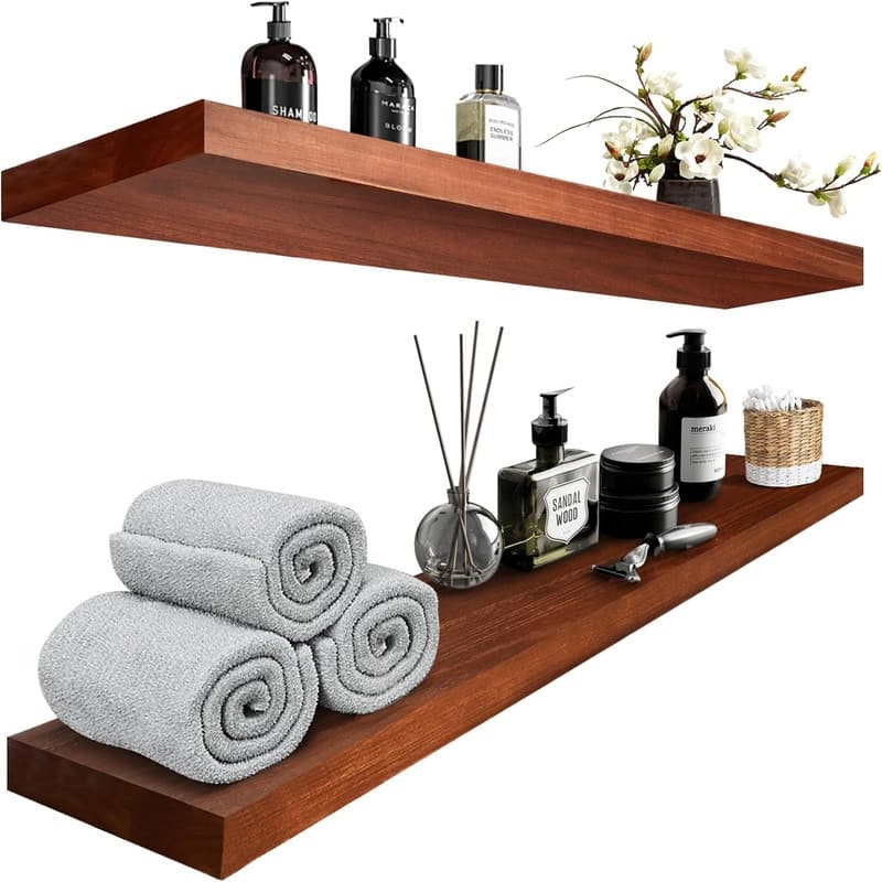 Wall Hanging Wood Shelf for Rustic Home Decor - 6.7"D x 30"W x 1.6"H