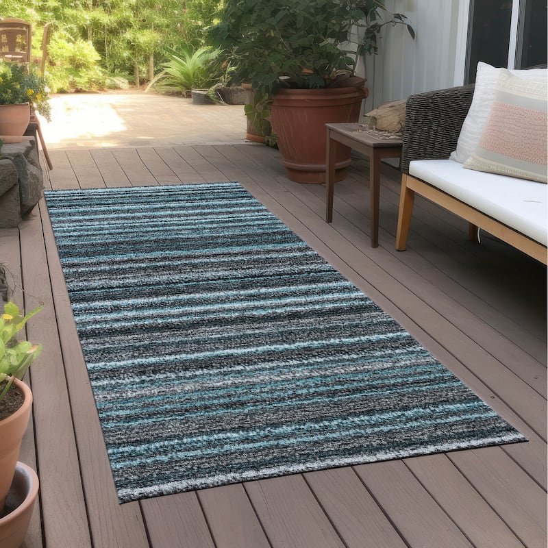 Machine Washable Indoor/ Outdoor Chantille Stripes Rug