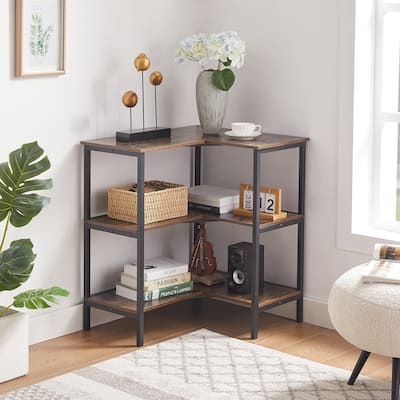 Javlergo L-Shaped 3-Tier Corner Shelf, Wood Storage Display Shelves