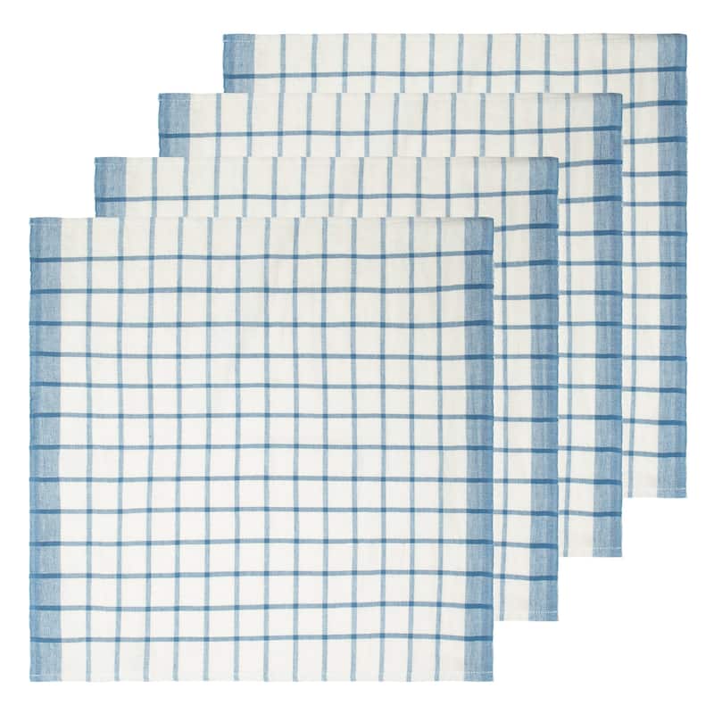 Caravan Windowpane Napkins - Set of 4 - Blue/Natural