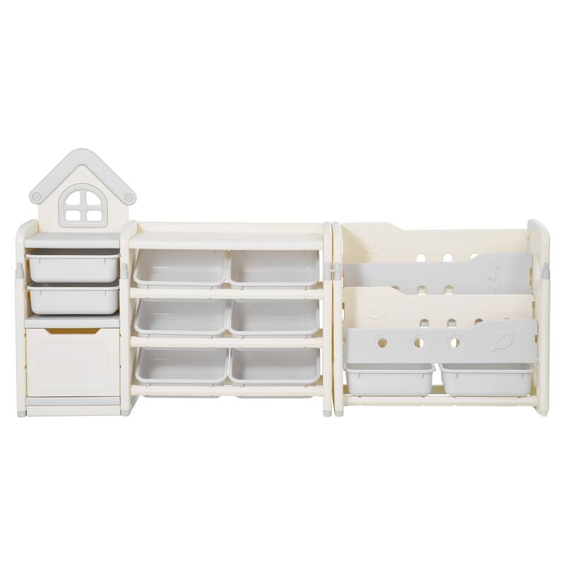 Kids Toy Storage with Bookshelf, 4-Tier Toy Storage Organizer