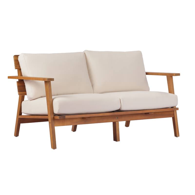 Christopher Knight Home - Mid-Century Modern 4- Piece Acacia Wood Patio Conversation Set