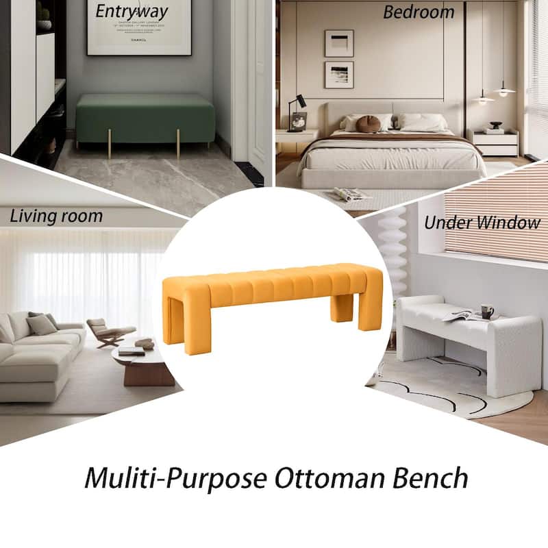 Upholstered Bedroom Bench Tufted Entryway Bench Modern End of Bed Bench Dining Bench with Gold/Black Metal Legs for Window