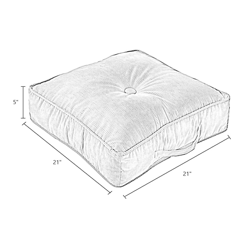 Omaha Corduroy Microfiber 21-inch Square Floor Pillow in Buff