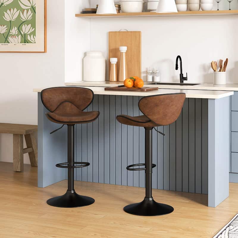 Costway Set of 2 Adjustable Bar Stools Swivel Bar Chairs Pub Kitchen