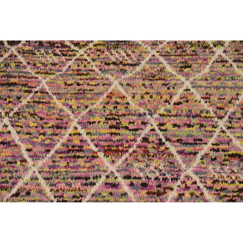 Trellis Plush Moroccan Oriental Area Rug Hand-Knotted Wool Carpet - 6'0" x 9'7"