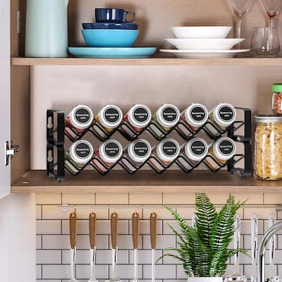 Houseware Spice Rack Organizer with 24 Empty Square Spice Jars