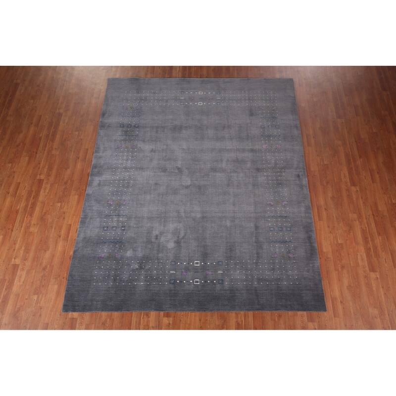 Tribal Gray Gabbeh Oriental Area Rug Handmade Wool Carpet - 8'2"x 10'2"