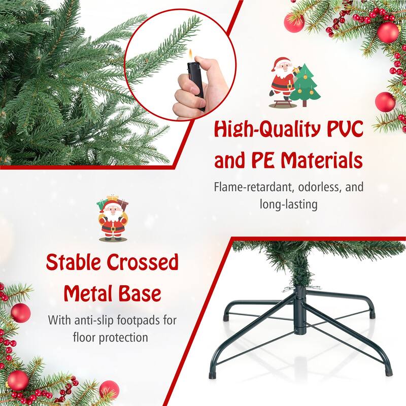 Gymax 6 FT Artificial Xmas Tree w/ 778 PVC PE Branch Tips 240 Warm