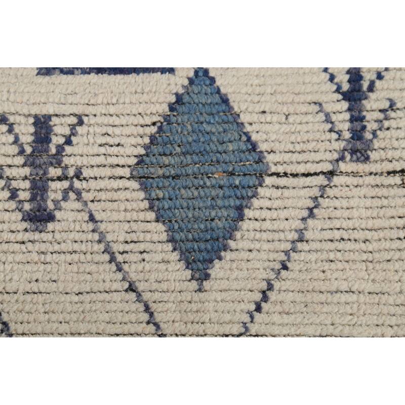 Geometric Moroccan Oriental Area Rug Hand-Knotted Wool Carpet - 5'9"x 9'0"