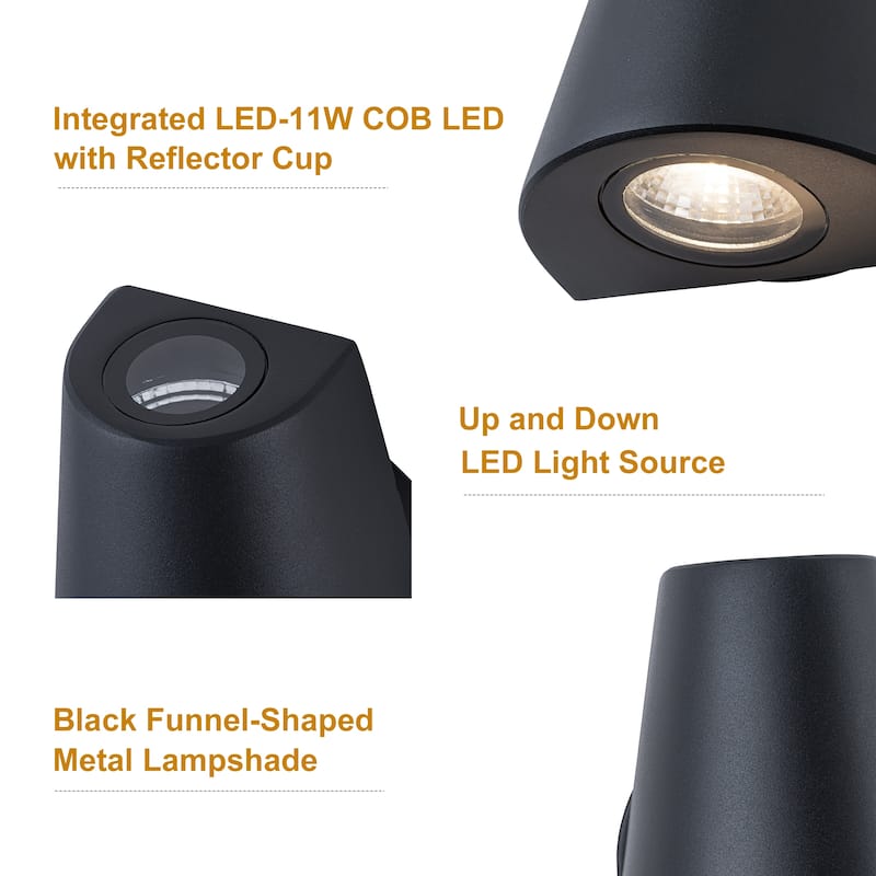 2-Light Outdoor Integrated LED Wall Sconce - H4.92" x W6.3"