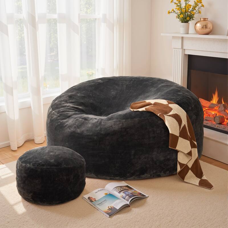 OVIOS Plush Wrapped Lounger Sofa With Ottoman