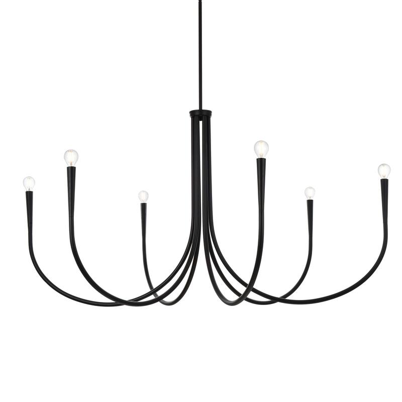 Elegant Lighting LD722D55 Layne 6 Light 55" Wide Taper Candle Style - Black