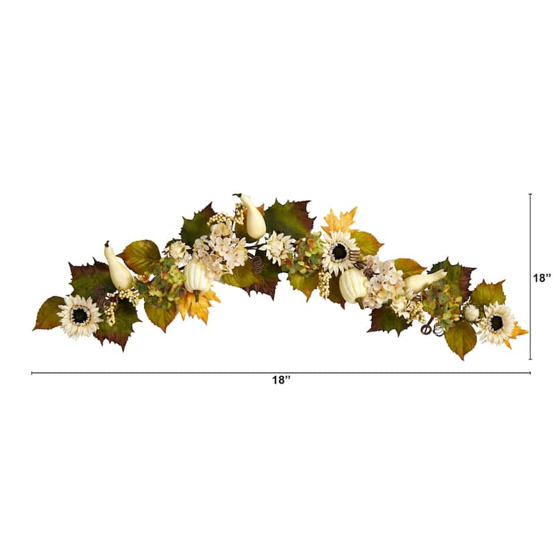 Fall Sunflower Garland 5ft Autumn Decor, Harvest Thanksgiving Decorations, Lakeside Pumpkin Garland - 60
