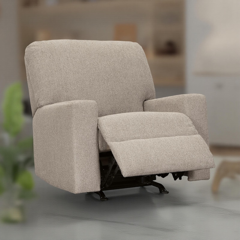 Gavin Manual Rocker Recliner Chair, XL Plush Parchment Brown Polyester