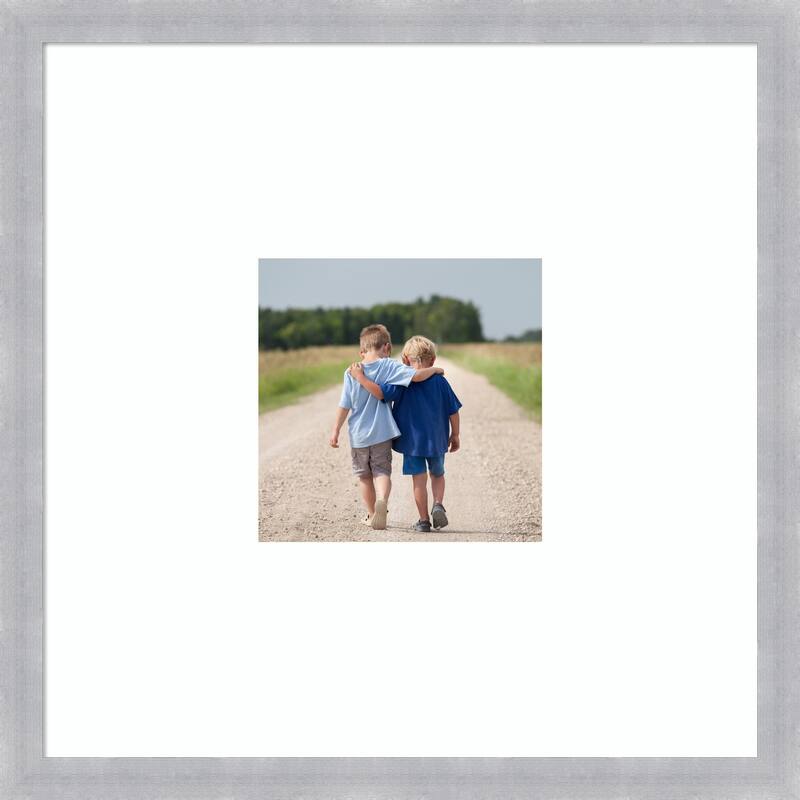 Grace Brushed Gold Narrow Framed Picture Frame, Photo Frame - 20x20 Matted White 8x8 - Grace Brushed Nickel Narrow
