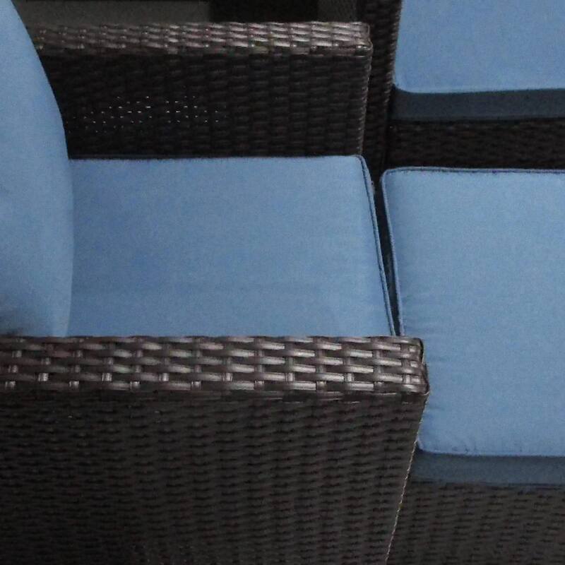 5PC PE Rattan Patio Set, Armchairs, Footstools, Cushions