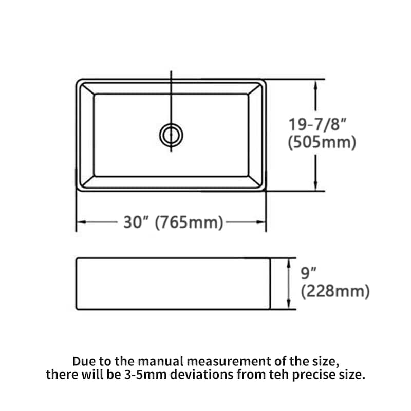 30'' Farmhouse Ceramic Single Bowl Kitchen Sink in White - 30'' x 20'' x 9''