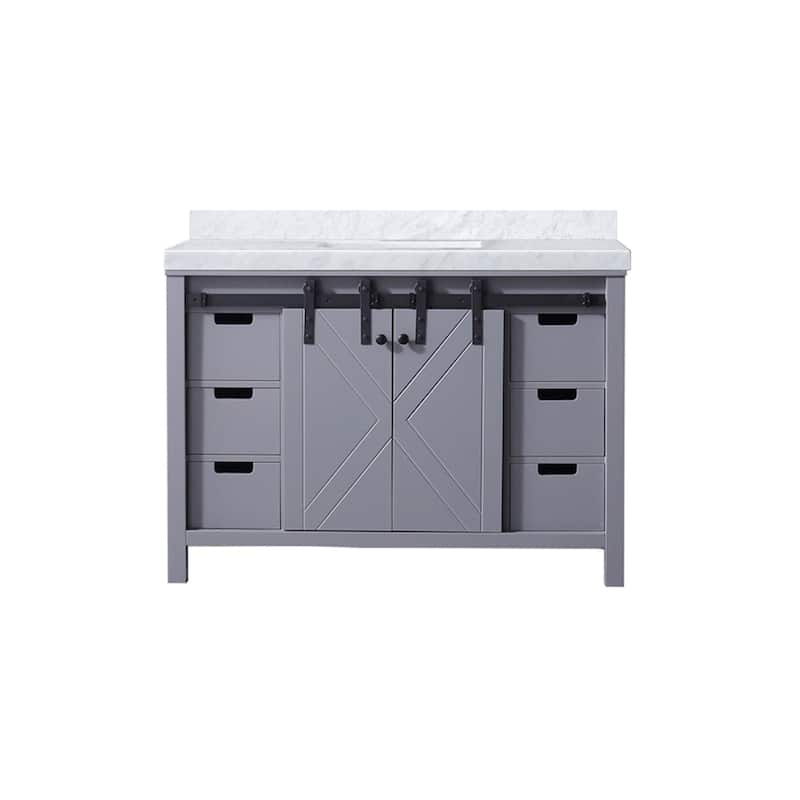 Marsyas 48 in W x 22 in D Dark Grey Bath Vanity and Carrara Marble Countertop
