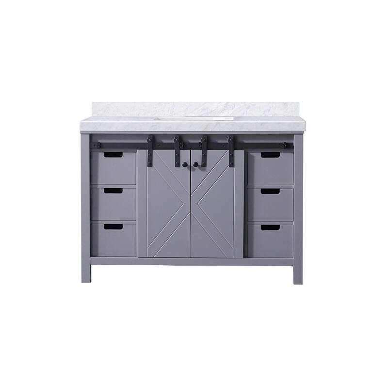Marsyas Bath Vanity and Carrara Marble Countertop - 48 - Dark Grey