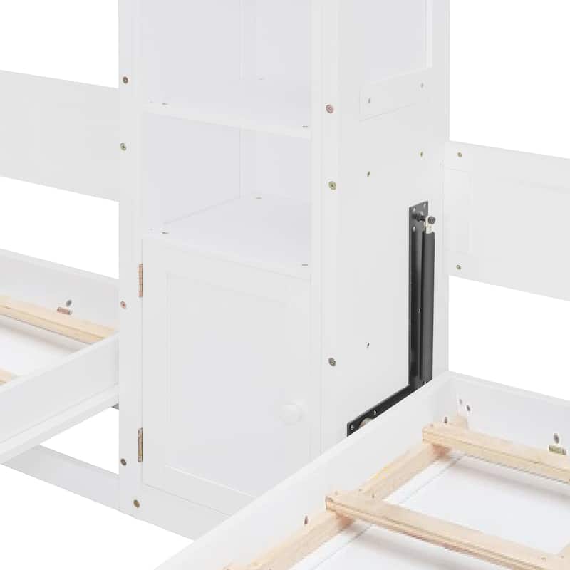 Roomfitters Twin Wall Murphy Bed System with Center Storage Shelves, Convertible Fold Down Sleeper Cabinet